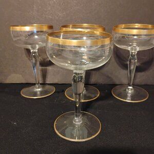 Glastonbury-Lotus Normandy Pattern Gold Rim goblet, set of 4
